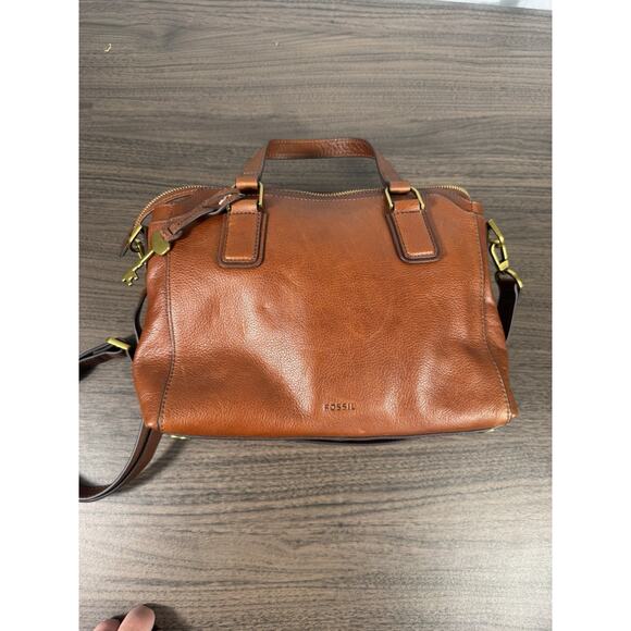 Fossil Sydney Satchel Medium Women's Leather Handbag - Cognac Brown - Picture 1 of 9